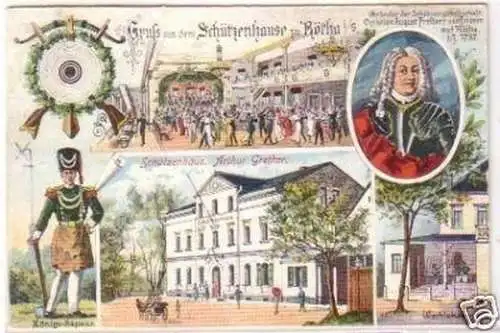 23225 Lithografie Gruß aus dem Schützenhaus Rötha 1922