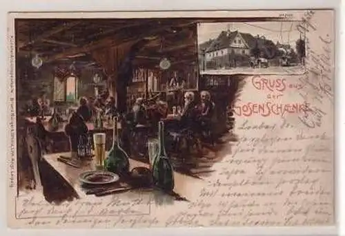 30/44 Ak Litho Gruss aus der Gosenschänke Leipzig 1902