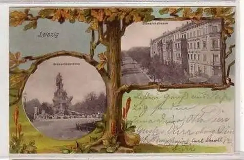 24/43 Ak Lithografie Leipzig Bismarckstrasse 1901