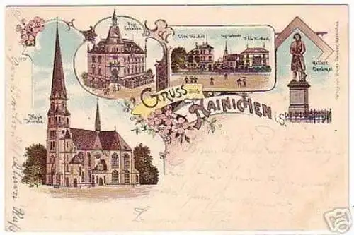 13833 Ak Lithographie Gruss aus Hainichen in Sa. 1902