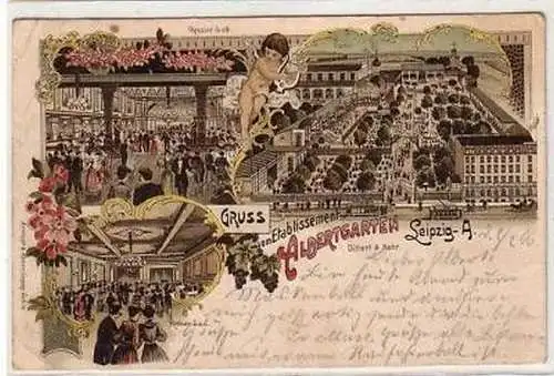 30/103 Ak Lithografie Albertgarten Leipzig-A. 1906