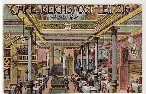 31/66 Feldpost Ak Leipzig Café Reichspost Brühl 33,1911