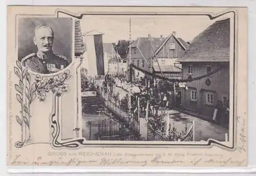 20412 Ak Gruß aus Reichenau der König in der Schützenstrasse 1905