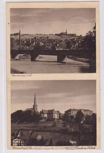 92214 Mehrbild Ak Cainsdorf in Sachsen Kirche und Schule 1937