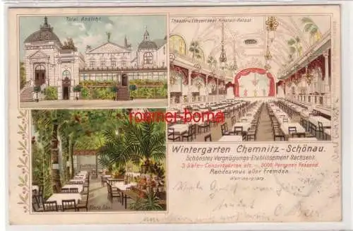 06430 Ak Lithografie Wintergarten Chemnitz-Schönau Wettiner Platz 1902