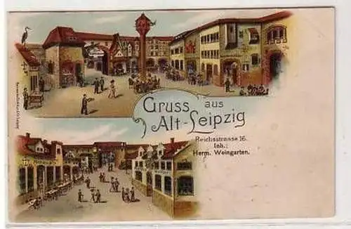 30/91 Ak Litho Gruss a. Alt-Leipzig Zum Kaffeeboom 1902