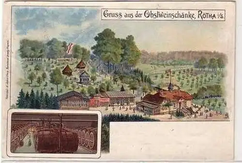 30/139 Ak Litho Gruss aus d. Obstweinschänke Rötha 1901