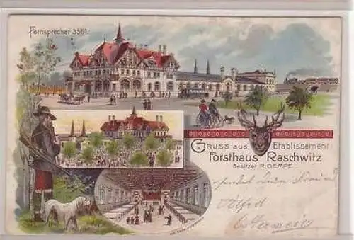 30/77 Ak Litho Forsthaus Raschwitz b. Leipzig 1900