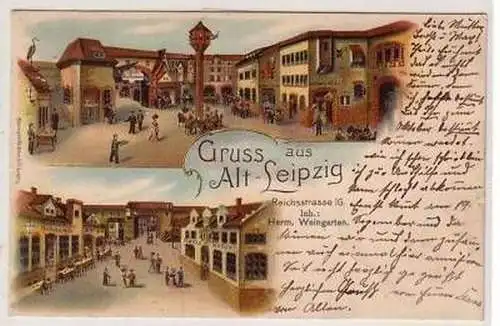 30/96 Ak Litho Gruss a. Alt-Leipzig Zum Kaffeeboom 1902