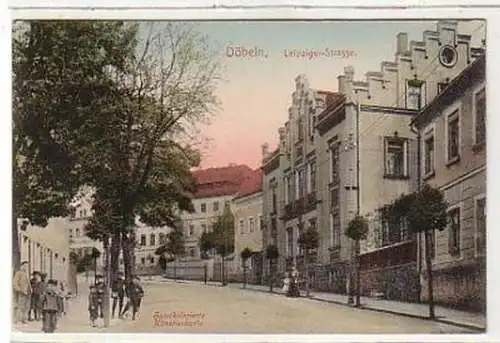 37566 Künstler Ak Döbeln Leipziger Straße 1909