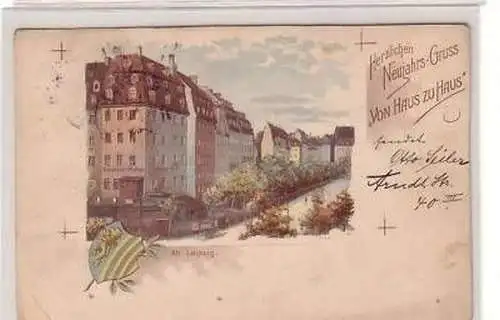 24/7 Ak Lithografie Neujahrs-Gruss Alt-Leipzig 1900