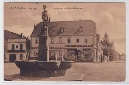 04003 Ak Regis (Bez. Leipzig) Marktplatz mit Halbfaßbrunnen 1916