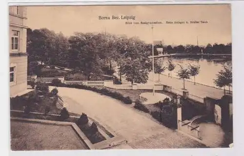 92299 AK Borna Bezirk Leipzig - Blick vom Realgymnasium, Neue Anlagen & Teich