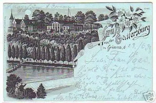 87248 Mondscheinkarte Gruß von der Gattersburg 1899