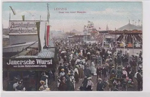 87229 Ak Gruß vom neuen Messplatz Leipzig Rummelplatz 1908