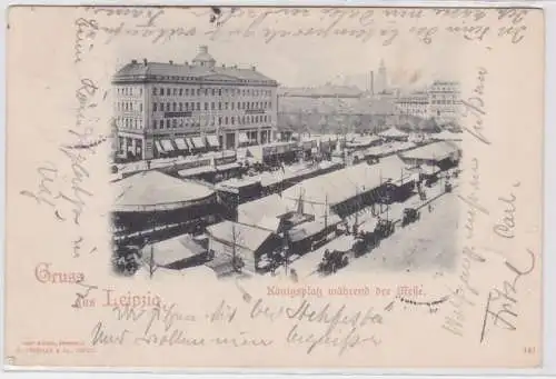 87369 AK Gruss aus Leipzig - Königsplatz während der Messe 1898