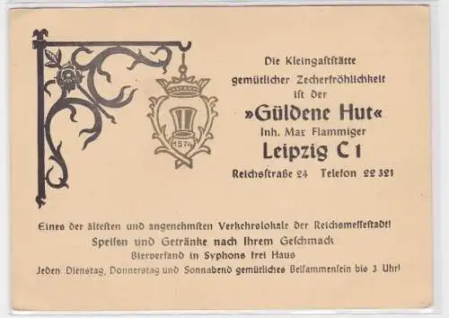 87912 AK Kleingaststätte Güldener Hut - Leipzig, Reichsstraße 24 um 1930