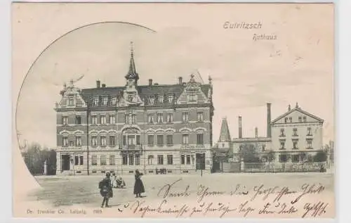 86782 Ak Eutritzsch Rathaus, Postamt und Polizei 1901