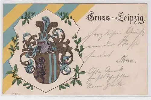 86945 Wappen Ak Gruss aus Leipzig 1900