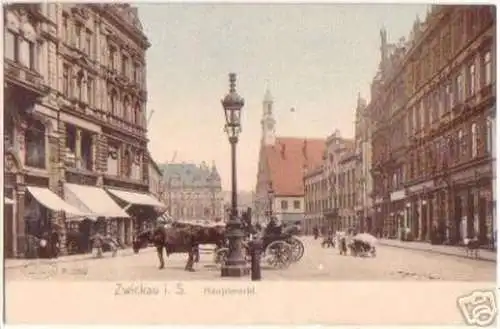 17749 Ak Zwickau in Sachsen Hauptmarkt um 1900