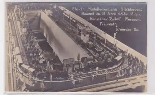 64178 Ak Fraureuth bei Werdau elektr. Modelleisenbahn um 1930