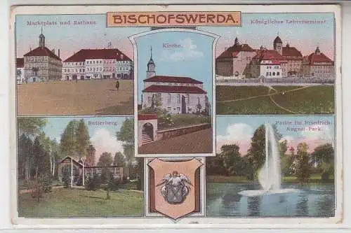 64312 Mehrbild Ak Bischofswerda Lehrerseminar, Marktplatz, Kirche usw. 1916