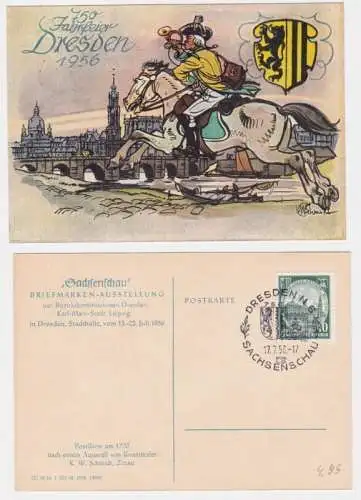 95612 Künstler Ak 750 Jahre Dresden 1956, Sachsenschau Briefmarkenausstellung