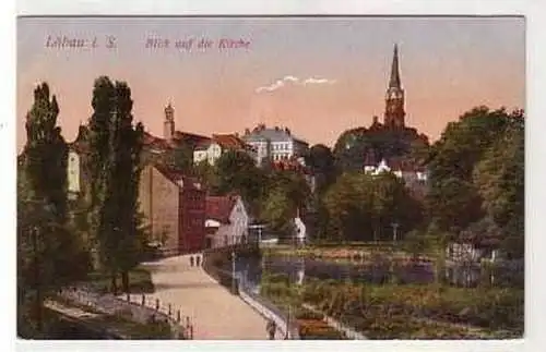 41624 Ak Löbau i. Sa. Blick auf die Kirche um 1920