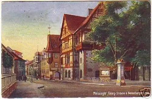 16184 Ak Meiningen Georg Straße & Henneberger Haus 1913