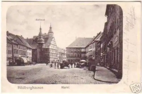 17629 Ak Hildburghausen Markt mit Rathaus 1907