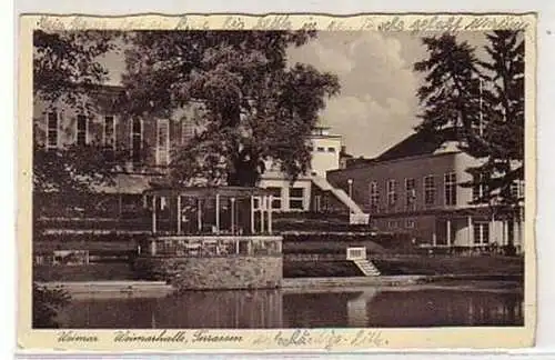 11105 Ak Weimar Weimarhalle Terrassen 1938