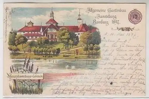 38037 Ak Lithographie Allgemeine Gartenbau Ausstellung Hamburg 1897