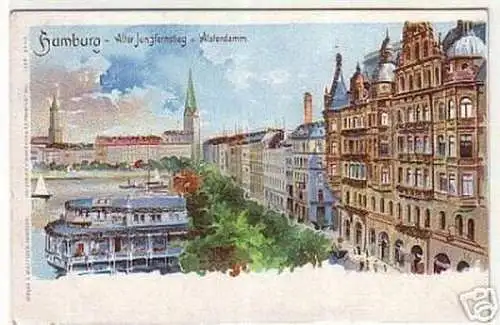 05993 Ak Lithographie Hamburg alter Jungfernstieg 1900