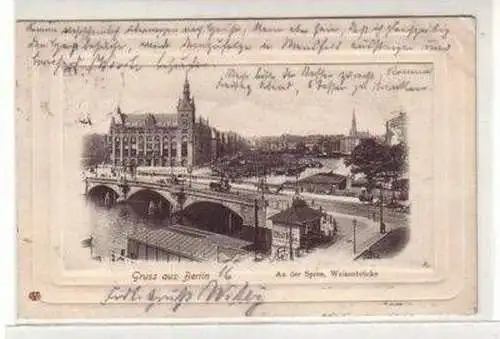 48426 Ak Gruß aus Berlin an der Spree Waisenbrücke 1903