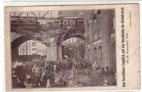 50985 Ak Berlin das furchtbare Unglück auf der Hochbahn im Gleisdreieck 1908