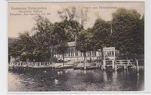 62704 Ak Gruß aus Pichelsberge Restaurant Kaisergarten 1916