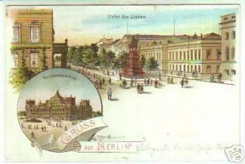 14149 Ak Lithographie Gruß aus Berlin 1907