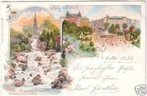 24488 Ak Lithographie Gruß aus Berlin Victoriapark 1897