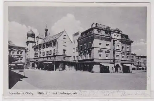 66241 Feldpost AK Rosenheim - Mittertor, Heimatmuseum & Ludwigsplatz 1942