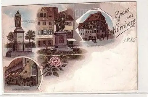 58658 Ak Lithographie Gruss aus Nürnberg um 1900