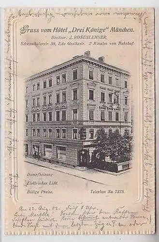 62912 Ak Gruß vom Hotel "Drei Könige" München Schwanthalerstraße 38, 1902