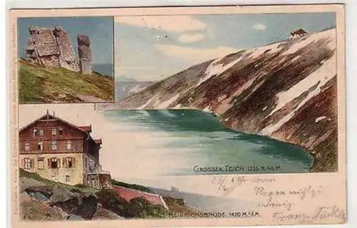 58628 Ak Lithographie Mittagstein, großer Teich, Prinz Heinrichsbaude 1900