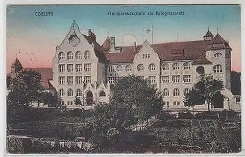 60094 Feldpost Ak Coburg Heiligkreuzschule als Kriegslazarett 1916