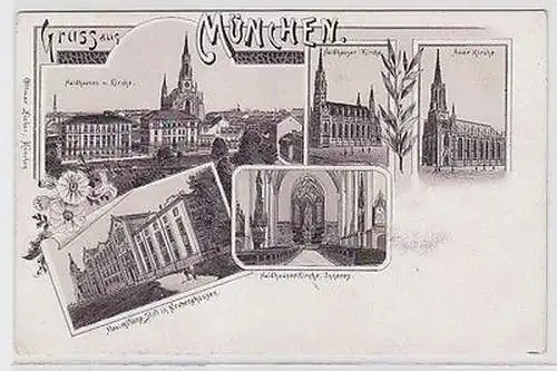 63082 Ak Lithografie Gruss aus München um 1900