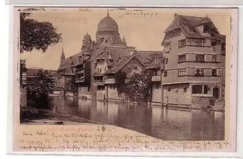 54255 Präge Ak Nürnberg Synagoge mit Insel Schütt Partie 1903