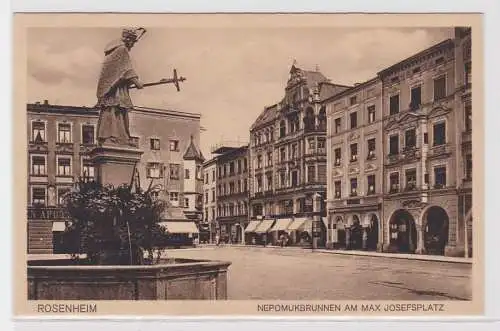 82005 AK Rosenheim - Nepomukbrunnen am Max Josefsplatz 1918