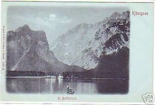 08774 Mondscheinkarte Königsee St. Bartholomä um 1900