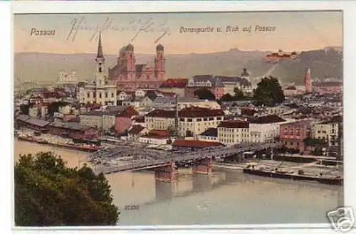 11029 Ak Passau Donaupartie und Panorama 1912