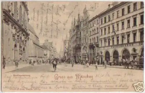 15861 Ak Gruß aus München Kaufingerstrasse 1902