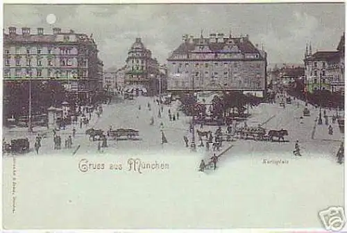 08776 Mondscheinkarte Gruss aus München Karlsplatz